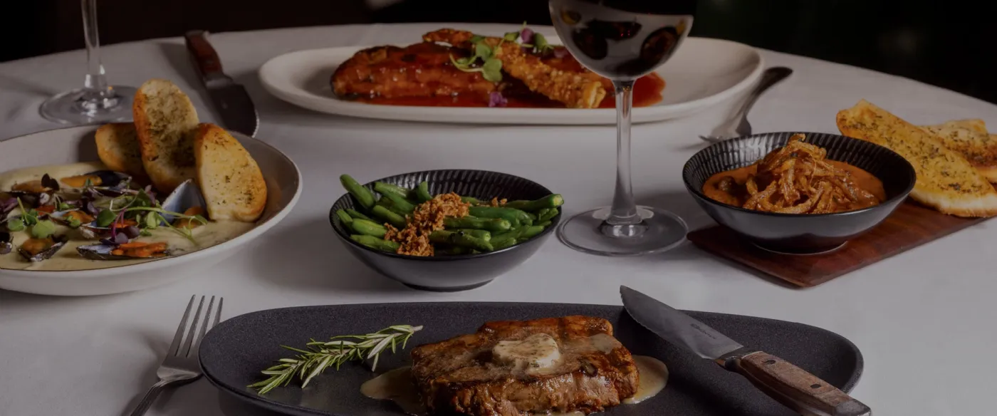 Date night for two: soup, steak, chips and wine